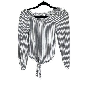 Hollister Striped Boho Top XS Blue Retro Preppy Y2K Western Hippie Indie Folk
